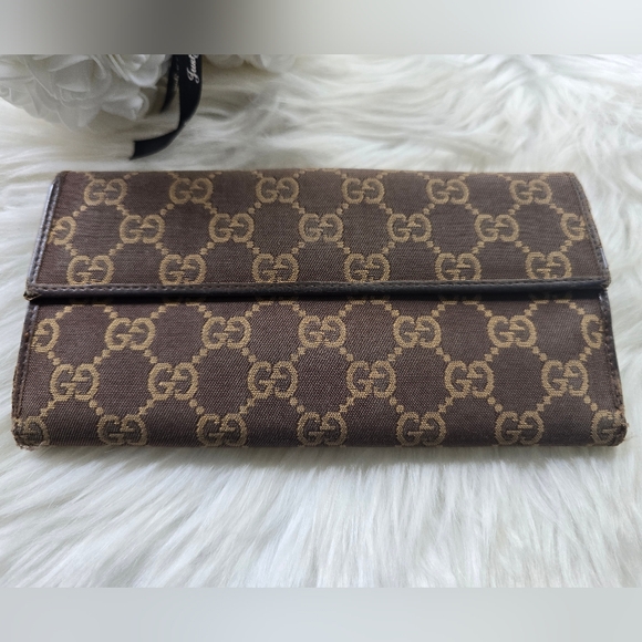 Gucci Vintage Brown and Tan Monogram Long Wallet - Picture 3 of 17